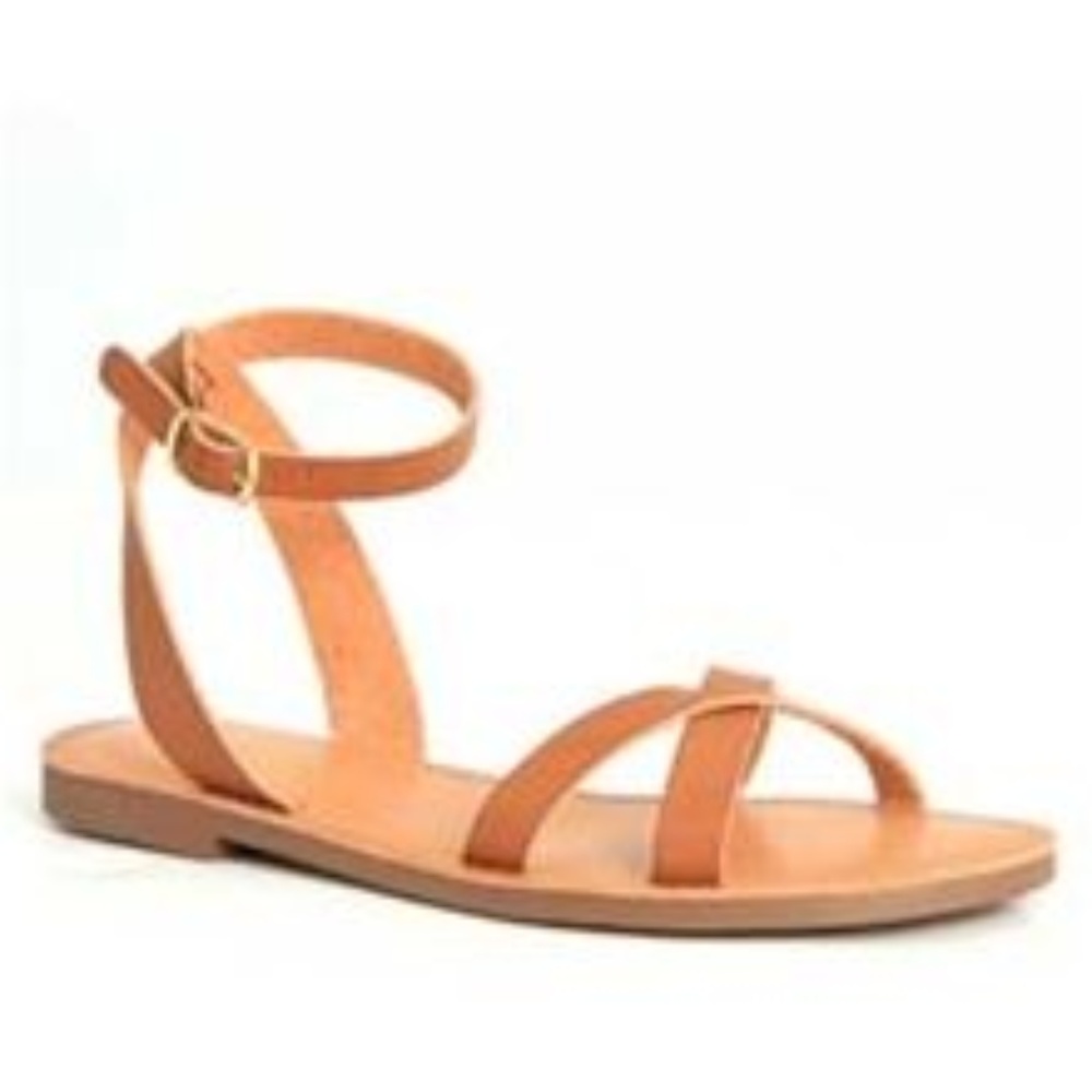 SODA OLIVIA Tan Ankle Wrap Sandals 7.5 NEW NIB - Picture 2 of 7